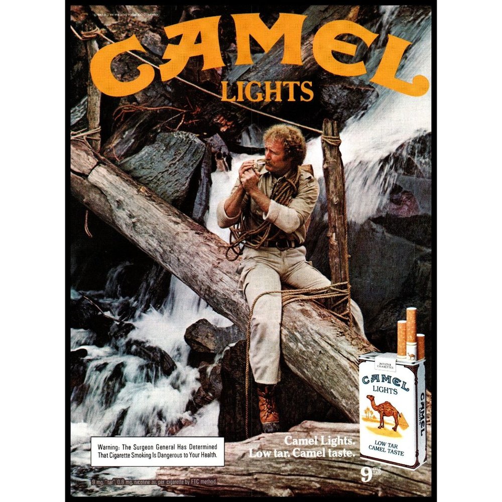 1983 Camel Cigarettes Vintage Print Ad Waterfall Rivier Rapids Tree Wall Art